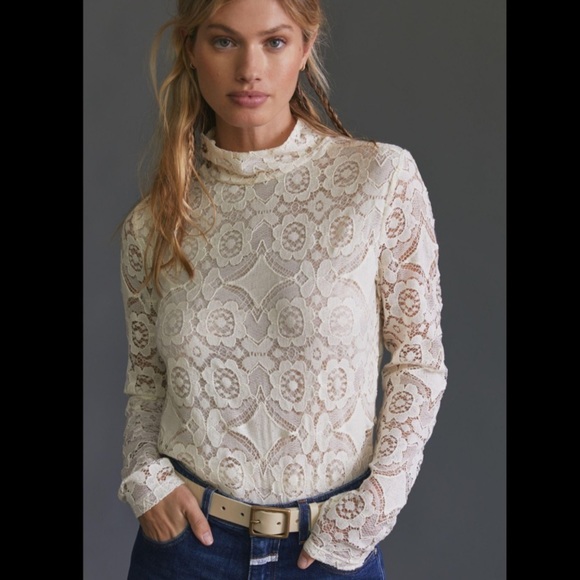 Anthropologie Tops - Anthropologie NWT Maeve Lace Mock Neck Top Size S.
